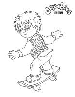 A coloring page of fireman sam